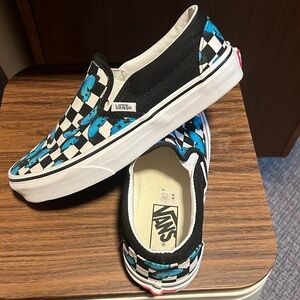 Checkered Butterfly Slip On Vans